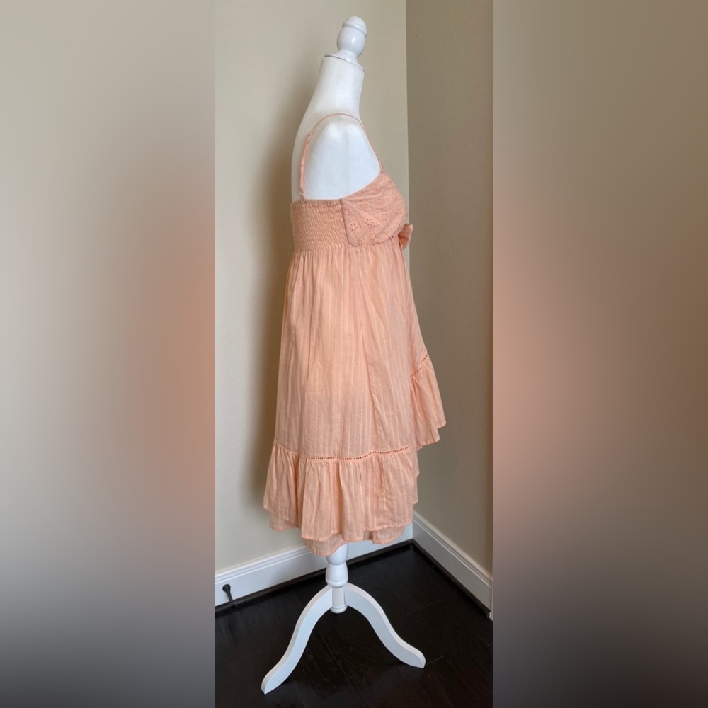 Peach New midi dress tie waste eyelet Embroidery Boutique - Picture 2 of 3